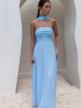 Rosewater Roads Strapless Maxi Dress